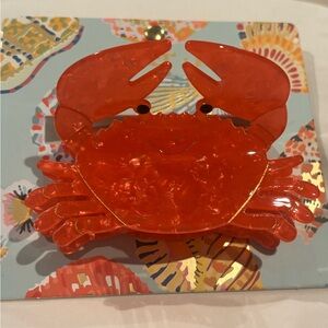 NWT Piper K Red Acrylic Crab Hair Claw Clip